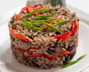 black beans and rice, beans, rice, red bell peppers, healthy recipe, vegetarian