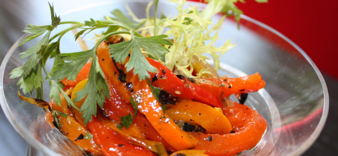 amalia guatemelan llc: ensalada de chiles pimientos, charred bell peppers